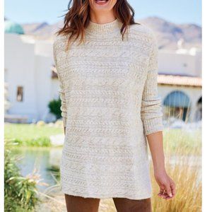 Soft Surroundings Cream Cable Knit Turtleneck Sweater